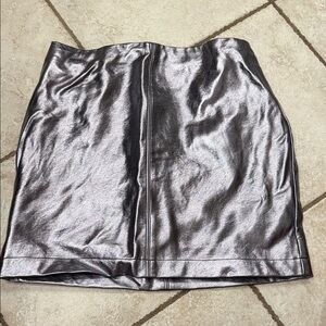 Hollister Metallic Silver Faux Leather Mini Skirt